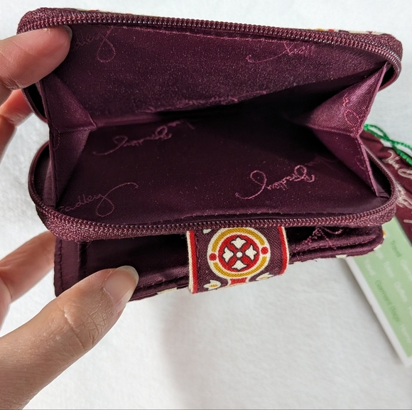 Vera Bradley Maroon Mini Zip Wallet Medallion - Picture 3 of 8